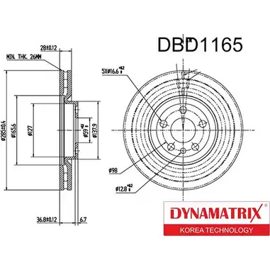 Тормозной диск DYNAMATRIX FNEXX 14 DBD1165 1XQJQJ 1232905584 изображение 0