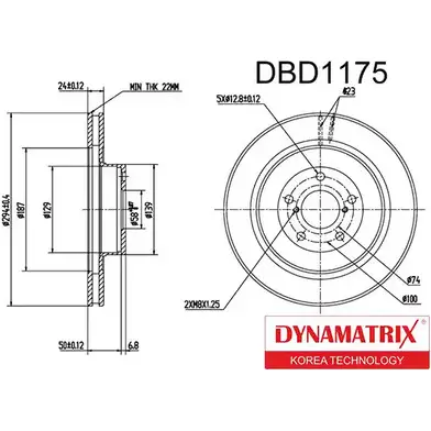 Тормозной диск DYNAMATRIX XKT3N6 1232905778 EBH IJFO DBD1175 изображение 0