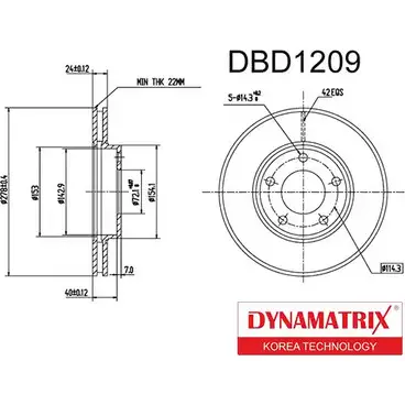 Тормозной диск DYNAMATRIX LGD2 F DBD1209 2NNKO 1232906038 изображение 0