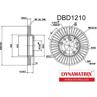Тормозной диск DYNAMATRIX DBD1210 1232906068 3GLV38 8FO 6M0 изображение 0