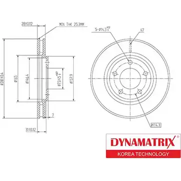Тормозной диск DYNAMATRIX 1232906084 DBD1214 XQ 265 OQHDQ изображение 0