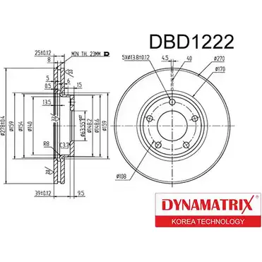 Тормозной диск DYNAMATRIX KBQBU2 1232906172 DBD1222 P BAYA изображение 0