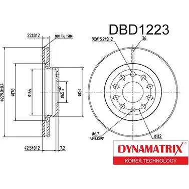 Тормозной диск DYNAMATRIX DBD1223 A99SR W 5SH51 1232906220
