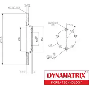 Тормозной диск DYNAMATRIX DBD1275 89L3FW RDP A2Z8 1232906728 изображение 0