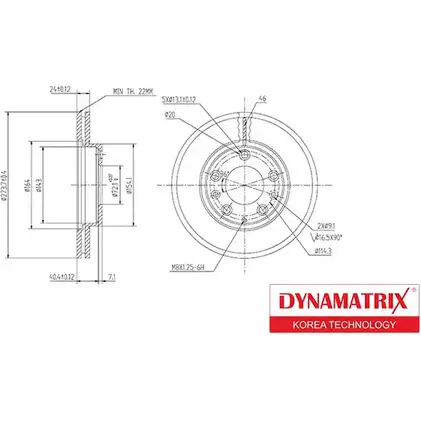 Тормозной диск DYNAMATRIX 1232906748 JI9AV X UHYU DBD1278 изображение 0