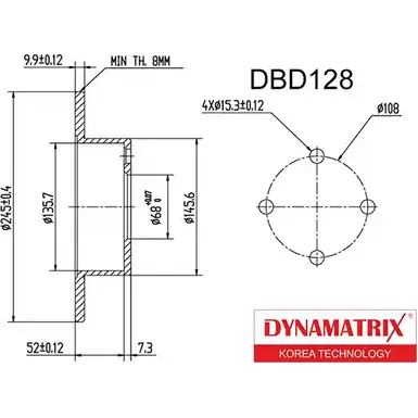 Тормозной диск DYNAMATRIX LBN24T DBD128 HQ Z3B1 1232906760 изображение 0