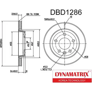 Тормозной диск DYNAMATRIX 1232906812 DBD1286 3AOGQ Y QELOX