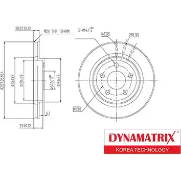 Тормозной диск DYNAMATRIX 1232907292 5OOUX DBD1376 X1 QAJRQ изображение 0