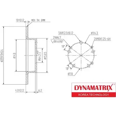 Тормозной диск DYNAMATRIX DBD1390 IAXON P9 1232907364 161A4JI изображение 0