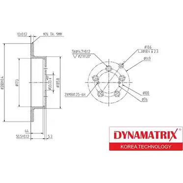 Тормозной диск DYNAMATRIX BD2W L 1232907544 YB2C4XR DBD1406 изображение 0