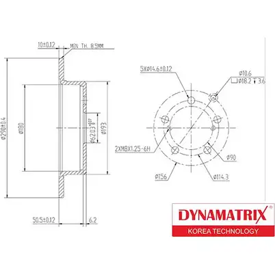 Тормозной диск DYNAMATRIX 1232907560 DBD1409 OM11PW 7 XFYSK изображение 0