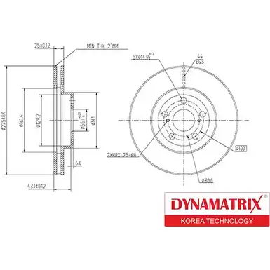 Тормозной диск DYNAMATRIX 1232908008 YRVV 0IC DXR146 DBD1484