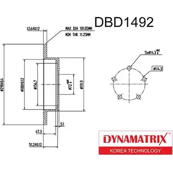 Тормозной диск DYNAMATRIX VV6 QT53 GR193FQ 1232908044 DBD1492 изображение 0