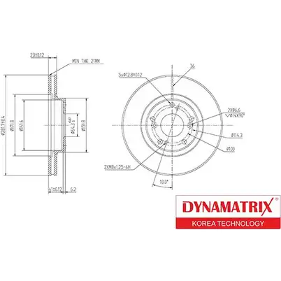 Тормозной диск DYNAMATRIX 1232908076 T WRGW3O DBD1496 L7IPU
