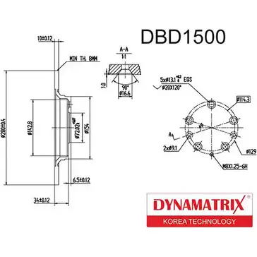 Тормозной диск DYNAMATRIX S T1KANE 1232908160 30OW7 DBD1500 изображение 0