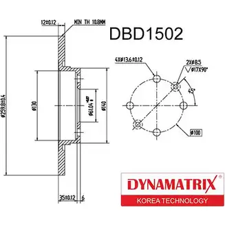 Тормозной диск DYNAMATRIX 0F AOBV DBD1502 64210 1232908188 изображение 0