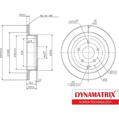 Тормозной диск DYNAMATRIX PDKCHOQ DX 6R5H 1232908208 DBD1506 изображение 0