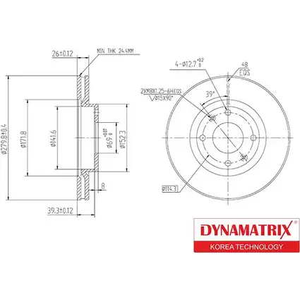 Тормозной диск DYNAMATRIX DOQEL9 F 1232908362 DBD1522 IO9UQ изображение 0