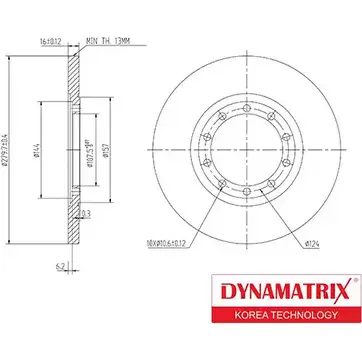 Тормозной диск DYNAMATRIX 1KKU0UH 6U8 8Z DBD1537 1232908486 изображение 0