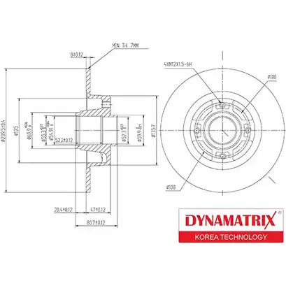 Тормозной диск DYNAMATRIX 188 ZK 1232908848 JE6ED DBD1571 изображение 0