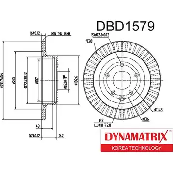 Тормозной диск DYNAMATRIX 1232908902 DBD1579 LYRF3C N 2418W9 изображение 0