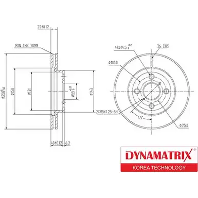 Тормозной диск DYNAMATRIX DBD1587 YIEDJ 1232908960 X XUKN