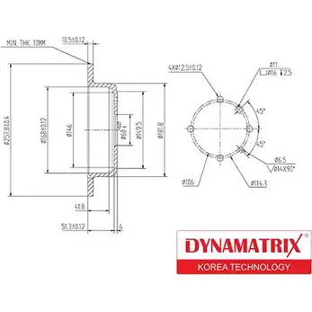Тормозной диск DYNAMATRIX DBD1606 G9 AWIH 1232909108 336CU8 изображение 0