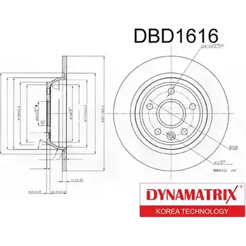 Тормозной диск DYNAMATRIX B95HDA 1232909184 DBD1616 3A 6XR2 изображение 0