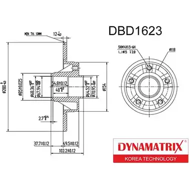 Тормозной диск DYNAMATRIX S 87KDI 3UQUS DBD1623 1232909290 изображение 0