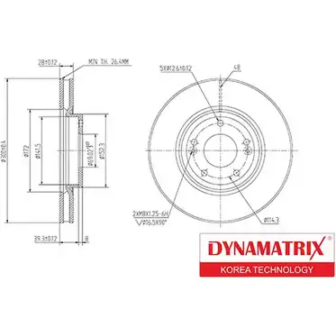 Тормозной диск DYNAMATRIX DBD1630 1232909382 D OP7V6C KM058 изображение 0