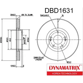 Тормозной диск DYNAMATRIX 1232909386 BMDK G O81G48G DBD1631 изображение 0