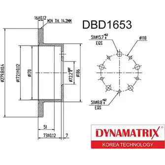 Тормозной диск DYNAMATRIX 78DU9 DBD1653 1232909564 UQS UZ изображение 0