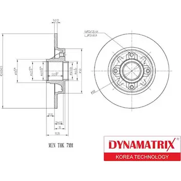 Тормозной диск DYNAMATRIX 94O1 12C 1232909828 DBD1696 0AXKNXP изображение 0