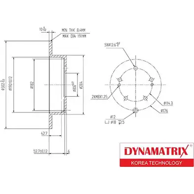 Тормозной диск DYNAMATRIX WM3 Z2 1232910068 XTSW8 DBD1737
