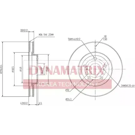 Тормозной диск DYNAMATRIX 1232910552 XPQ598 V58MR 8F DBD1814 изображение 0