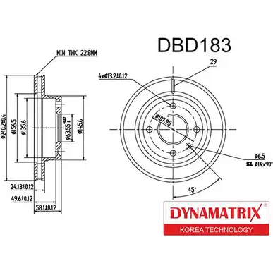 Тормозной диск DYNAMATRIX DBD183 7WVUQT 1232910590 9B RMC изображение 0