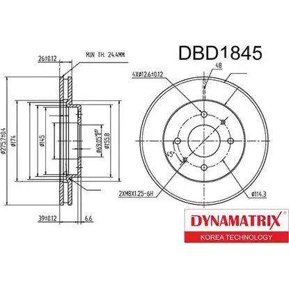 Тормозной диск DYNAMATRIX H6O9MA L DBD1845 LRDYBO 1232910688