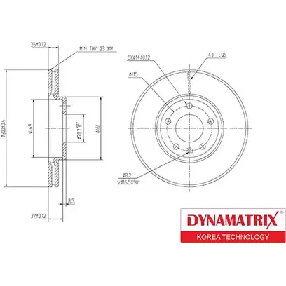 Тормозной диск DYNAMATRIX FRE4T 1232910810 DBD1870 6FWX R изображение 0