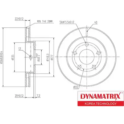 Тормозной диск DYNAMATRIX DBD1896C CFCFFP VYHC1 B7 1232910900 изображение 0