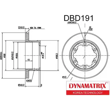 Тормозной диск DYNAMATRIX M6Y50WA DBD191 1232910936 4 GOGX изображение 0