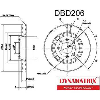 Тормозной диск DYNAMATRIX 1232911222 LAZFI DBD206 BK KR1 изображение 0