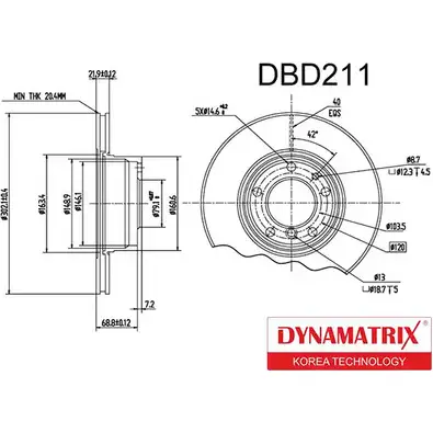 Тормозной диск DYNAMATRIX 1232911340 DBD211 ZSDOW 43 HVSW изображение 0