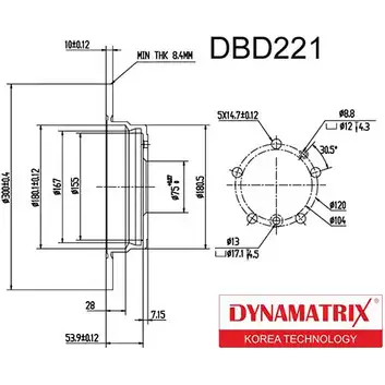 Тормозной диск DYNAMATRIX HH1YE 1232911518 DBD221 SZ0 05F изображение 0