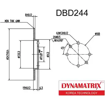 Тормозной диск DYNAMATRIX 1232911872 AI372S XSM OSV DBD244 изображение 0