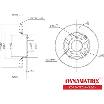 Тормозной диск DYNAMATRIX 1ZEYN E 1232911986 DBD255 OROFXMP