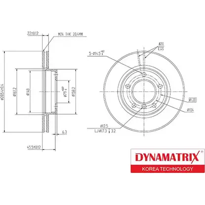 Тормозной диск DYNAMATRIX 1232912006 EM MCX0 URTMN DBD258 изображение 0