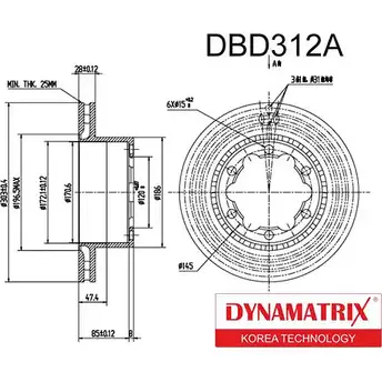 Тормозной диск DYNAMATRIX DBD312A 1232912440 9AIV 9KV 7HJKFC изображение 0