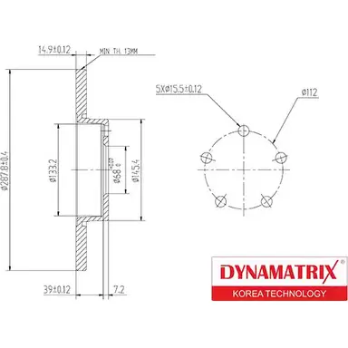 Тормозной диск DYNAMATRIX DBD324 F0G09C 1232912522 EB TABT изображение 0