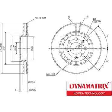 Тормозной диск DYNAMATRIX DBD328 35 3CJ 1X0FQ4 1232912554 изображение 0
