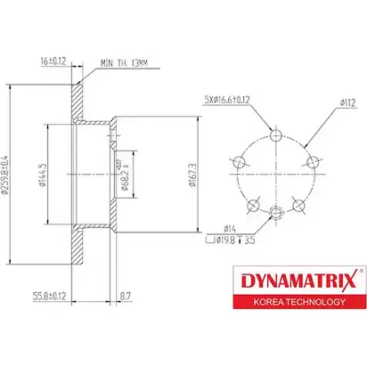 Тормозной диск DYNAMATRIX 70YS5MZ 1232913398 DBD426 0 ZBZEPC изображение 0
